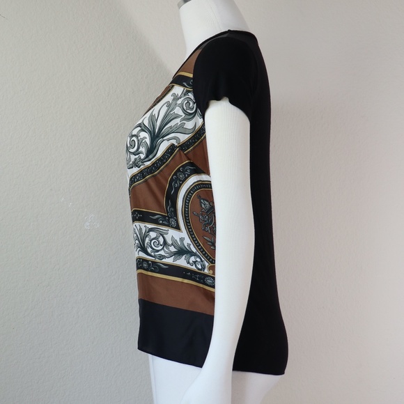 Short sleeve top w/silk front & black tee back - Picture 4 of 11